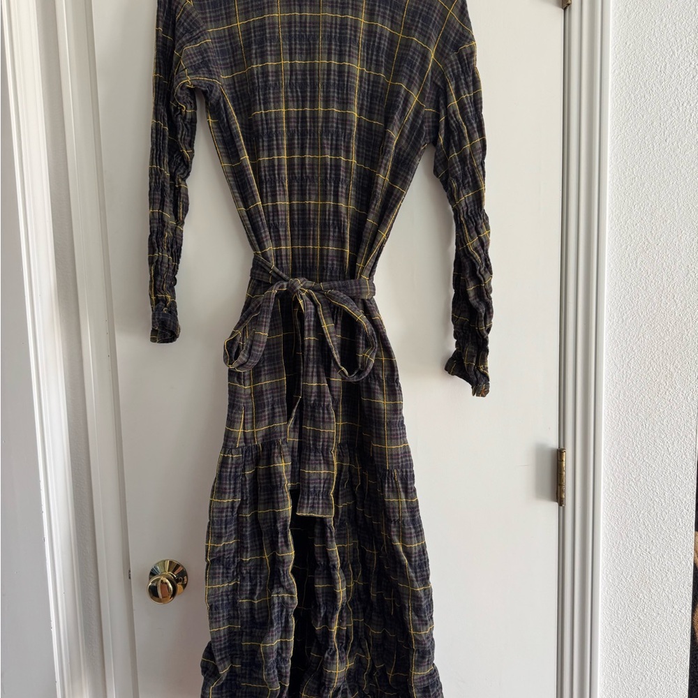 Gravel & Gold Plaid Maxi Dress with Belt